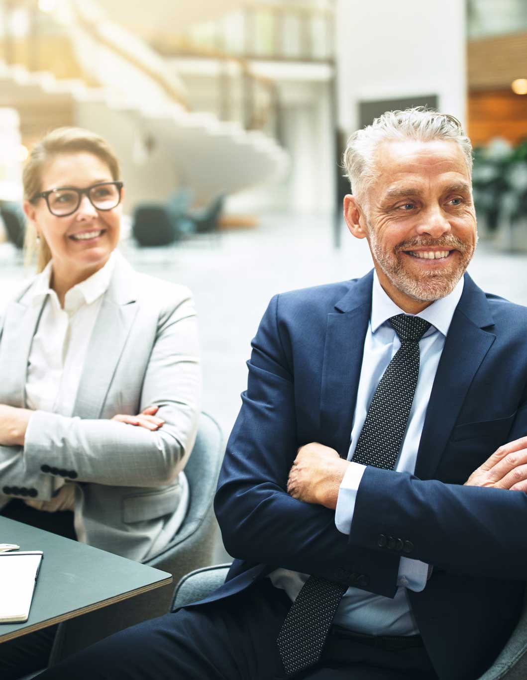 A group of business people looking at a presentation